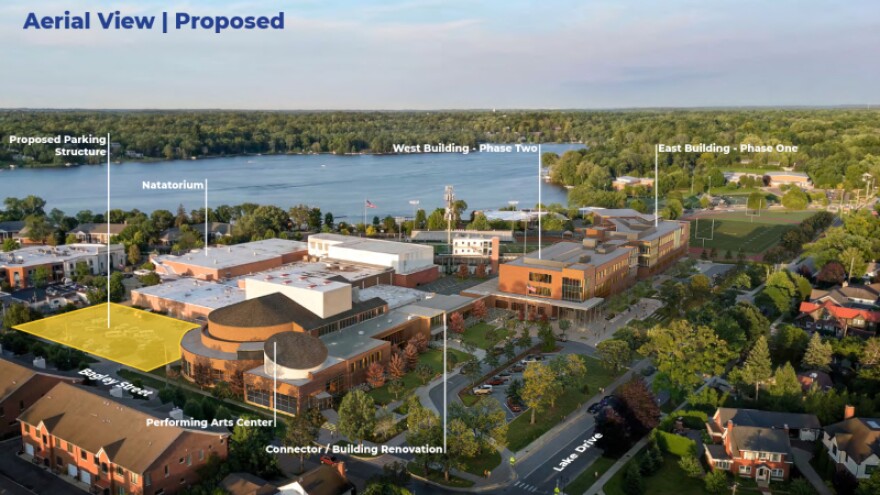 Rendering of the proposed parking structure location.