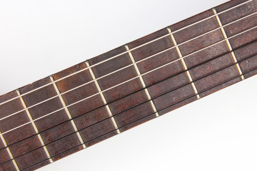 fragment of classical guitar, closeup