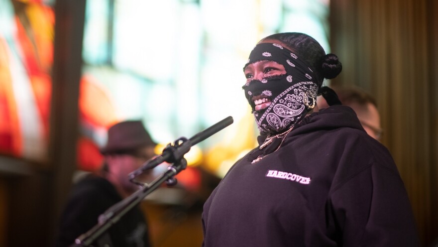 Leikeli47 performs at the Tiny Desk Family Hour at Central Presbyterian Church in Austin, TX during the SXSW 2019 music festival.