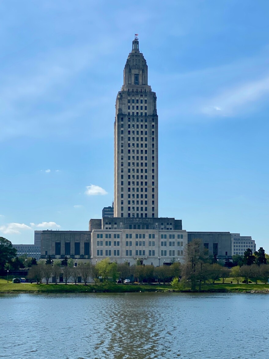 Louisiana State Capitol view from lake