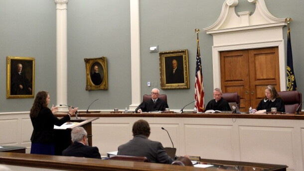 Assistant Attorney General Audriana Mekula makes an argument at an appeal hearing for Michael Addison at the New Hampshire Supreme Court in Concord on March 26, 2026. (Pool photo: Union Leader)