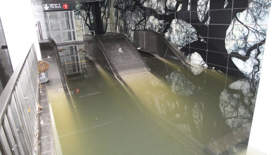 Superstorm Sandy flooded escalators to the South Ferry subway station in Manhattan in October 2012.