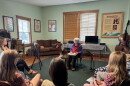 Alice Gerrard teaches Handmade Music School students about Pulaski banjo player Matokie Slaughter.