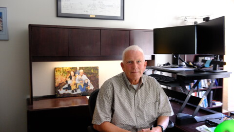 Clint Johnson in sits his office on Aug. 27, 2026.