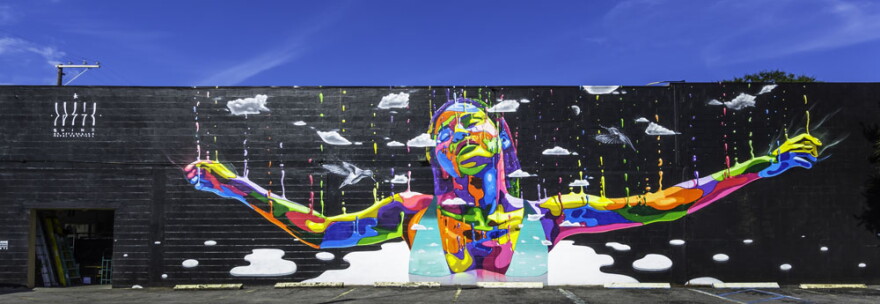 A piece by artist Dasic Fernandez stretches 90 feet across at St. Petersburg building.  