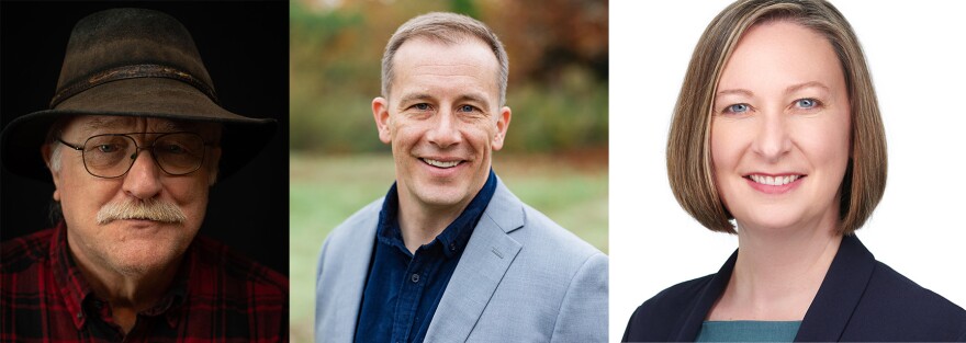 Candidate Bob Zybach, left, Jake Pelroy, center and Heather Buch, right, are running to represent East Lane County on the Board of Commissioners.