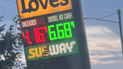 The price of diesel of $6.66 per gallon is displayed at a Sioux City station on September 23, 2026. (Bret Hayworth, Siouxland Public Media News)