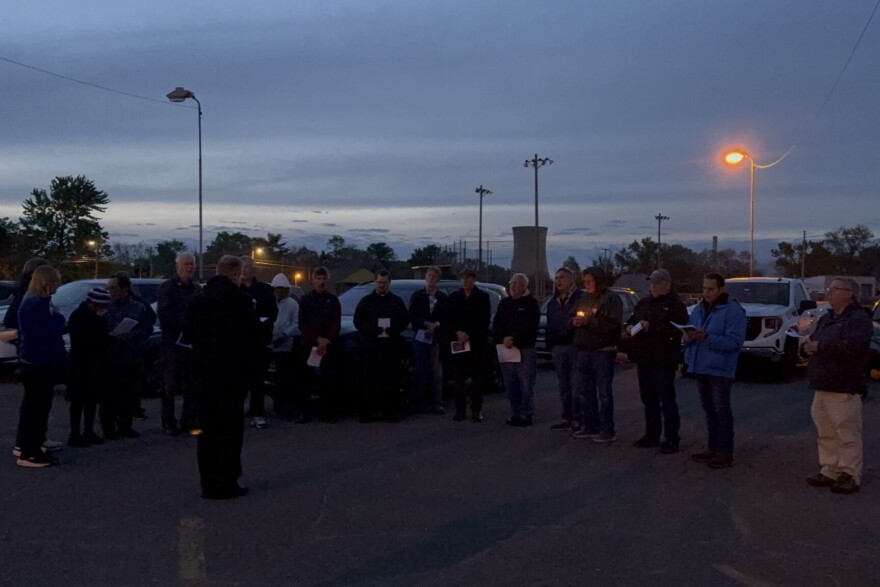 A group organized by the Catholic Diocese of Gary gathered outside the Indiana State Prison