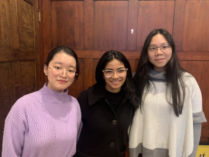 Emma Willard School students Angel Wang, Manasa Bala, and Karissa Gu