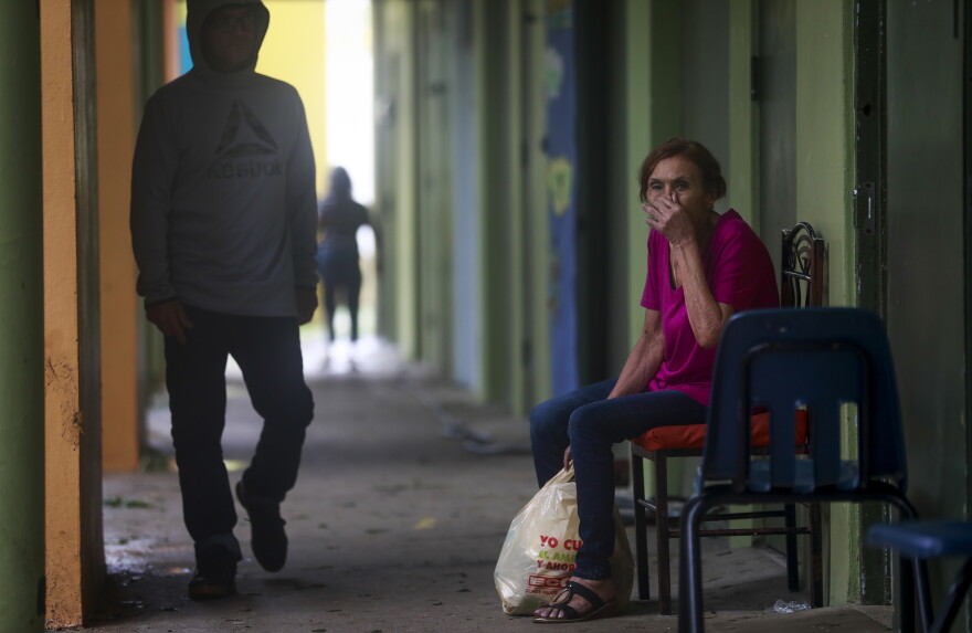 Residents take refuge at the Carlos Colón Burgos Public High School after Hurricane Fiona hit the island on September 19, 2022 in Salinas, Puerto Rico. Hurricane Fiona struck this Caribbean nation causing extensive damages including widespread power outages after many towns in the mountainous and southern region received over twenty inches of rain.