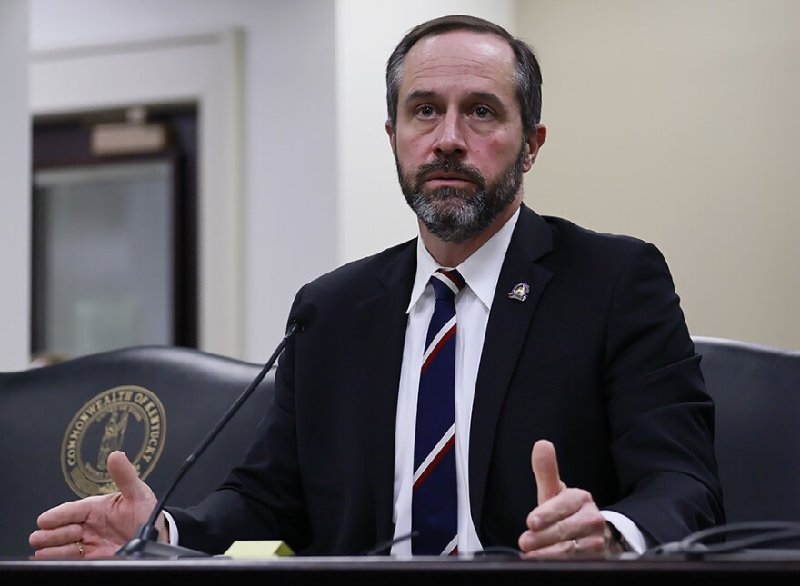 GOP Sen. Chris McDaniel of Ryland Heights, testifying before a committee in Frankfort in January 2026.