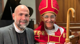Rev. Ed Cardoza (left) will be the new bishop for the Episcopal Church of New Hampshire, succeeding Bishop Robert Hirschfeld (right).