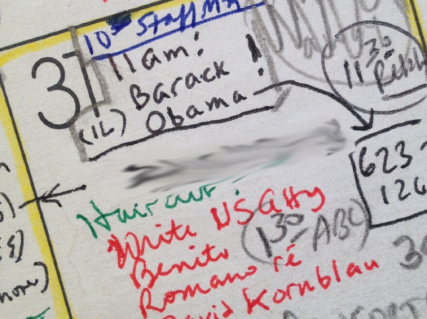 Harvard professor Laurence Tribe's calendar for March 31, 1989, marks his first meeting with future President Barack Obama. The exclamation point was to remind Tribe how impressed he was with the first-year law student.