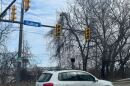 Traffic signals out of power at the intersection of Fulton and Bailey on Cleveland's West Side, March 14, 2026.