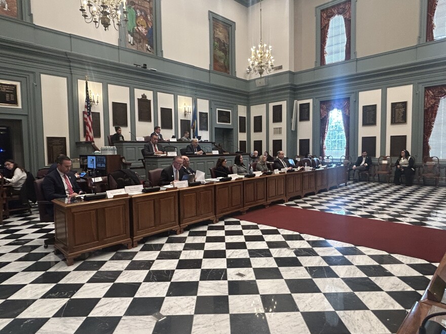Delaware lawmakers gather in the Senate chambers.