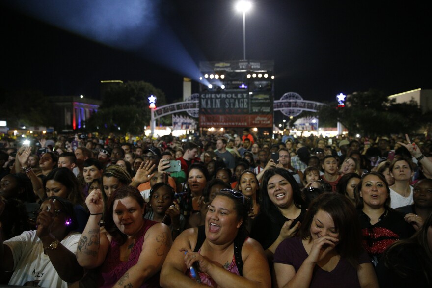  The crowd waits for the music to start at the Fair's Chevy Main Stage.