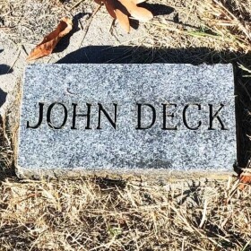 John Deck headstone, Shrum Cemetery, Bollinger County, Missouri