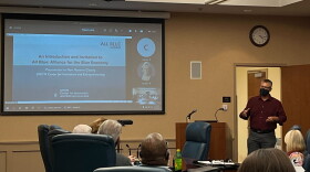 Troy Alphin, senior research associate at UNCW’s Benthic Ecology Laboratory, at Thursday's agenda meeting.