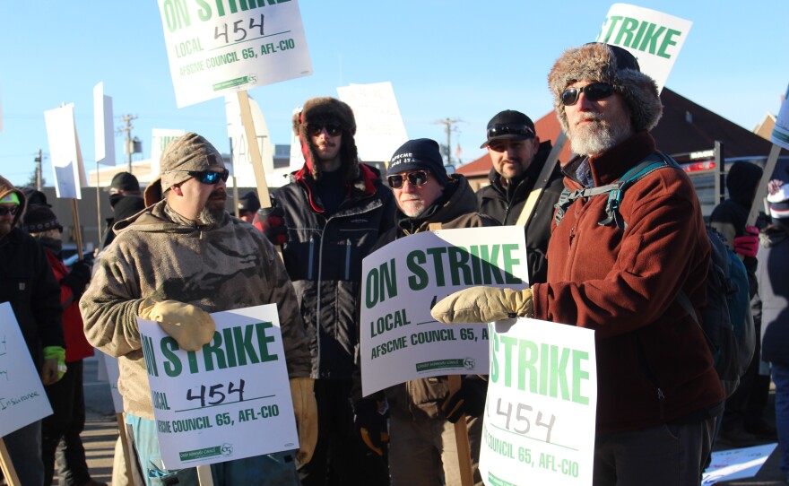 City of Virginia employees picket in front of Virginia City Hall on the first day of AFSCME Local No. 454's strike on Wednesday, March 6, 2024.