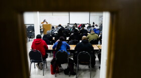 Philadelphia Police Academy applicants take a a reading entry exam in Philadelphia, Saturday, Feb. 24, 2024. The city has moved to lower requirements for the entry physical exam at its police academy as part of a broader effort nationally to reevaluate policies that keep law enforcement applicants out of the job pool amid a hiring crisis.