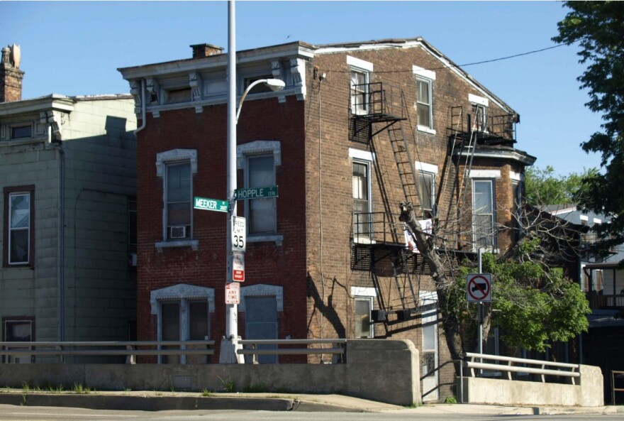 a brick row house