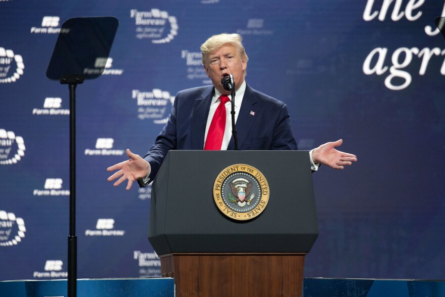 President Trump addresses the American Farm Bureau Federation's convention in Austin in January.