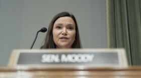 Sen. Ashley Moody, R-Fla., asks a question during a Senate Health, Education, Labor, and Pensions (HELP) Committee hearing, Wednesday, June. 18, 2025, on Capitol Hill in Washington. 