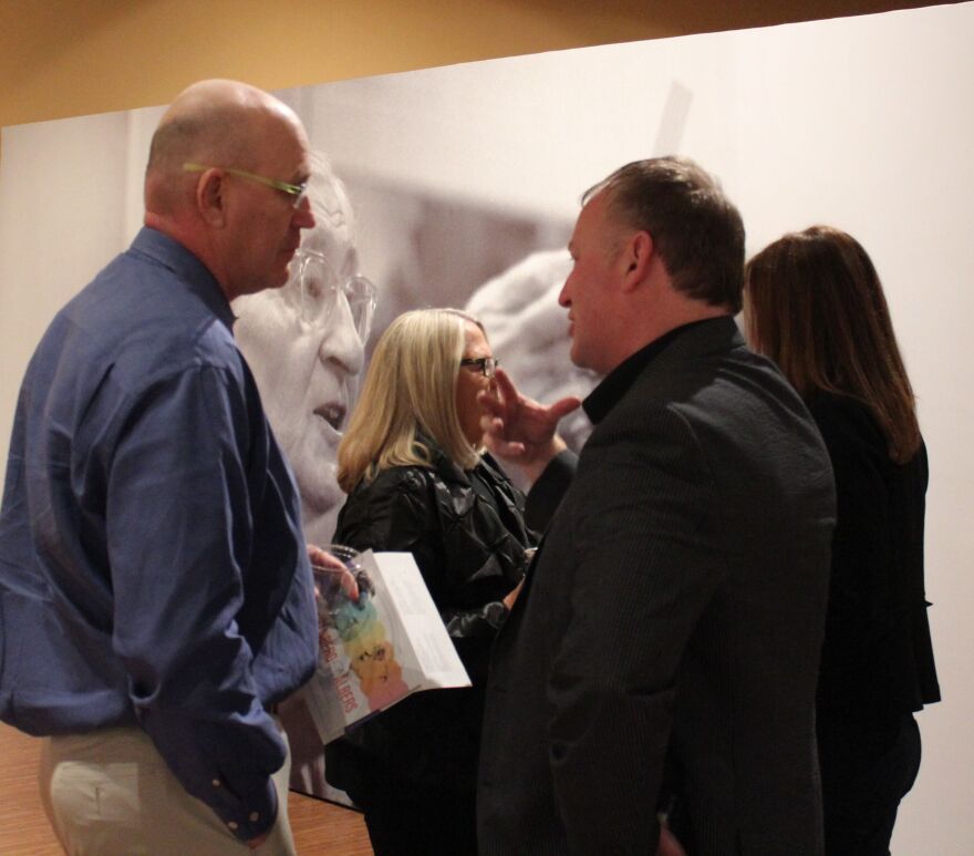 Gallery Director Jade Dellinger at opening of 'Rauschenberg Albers Box vs. Square' exhibition in 2017.