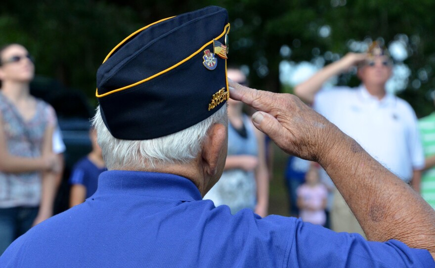 EJ Cates gives his salute at their annual honoring for Memorial Day.
