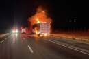 A semitruck caught fire on Interstate 80 near Wanship, Tuesday, Sept. 30, 2025.