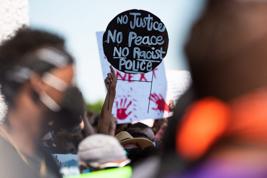 A scene from the Oklahoma City protests following the death of George Floyd, killed in Minneapolis when a white police officer knelt on the back of his neck for nearly nine minutes.