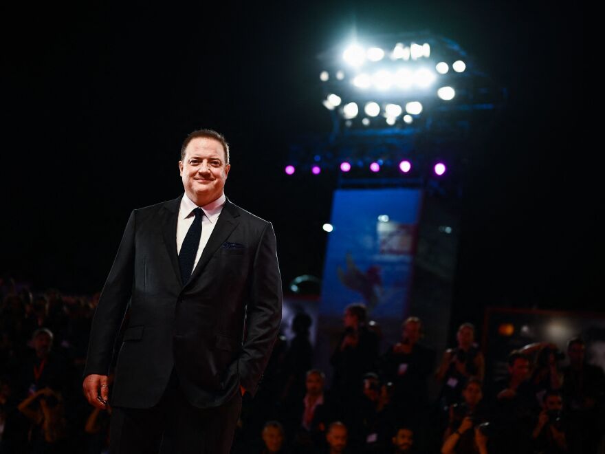 Actor Brendan Fraser arrives on September 4, 2022 for the screening of the film "The Whale" presented at the 79th Venice International Film Festival.