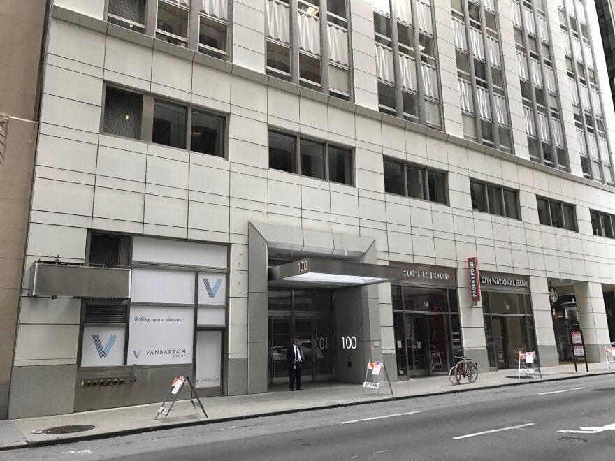 The external facade of 100 Montgomery Street in San Francisco's Financial District. 