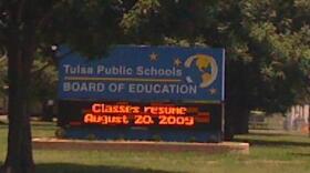 The sign out front of the Tulsa Education Service Center.