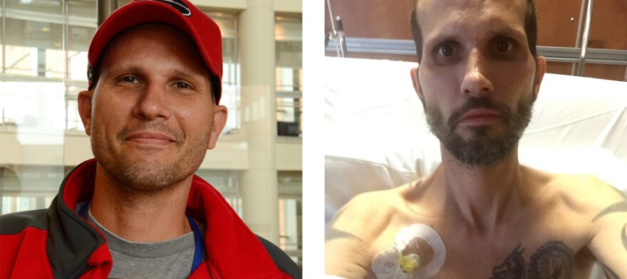 Kris Penny in April (left), and in October.