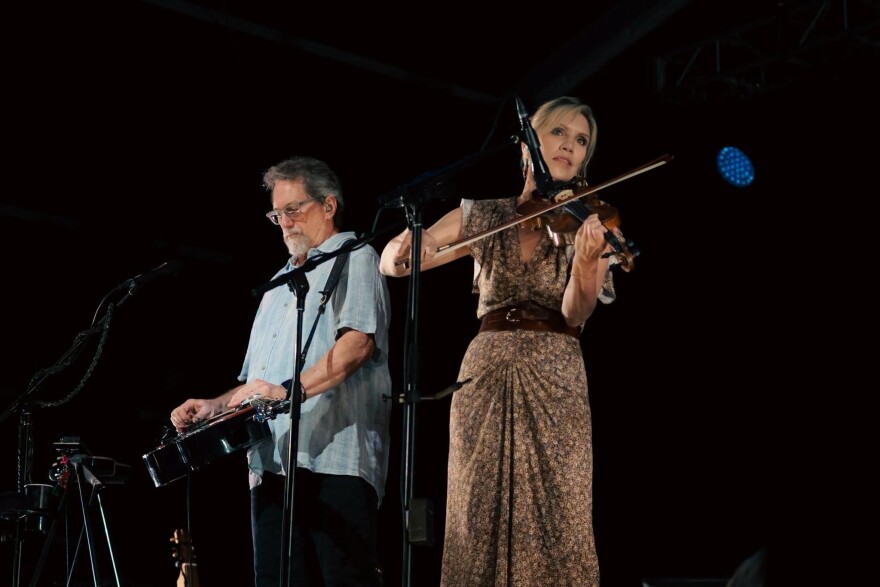 Jerry Douglas, 70, performing with Alison Krauss, a 55-year-old native of Decatur, Ill.