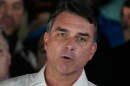 Opposition presidential candidate Sen. Flavio Bolsonaro speaks after the presidential runoff in Brasilia, Brazil, Sunday, Oct. 25, 2026.