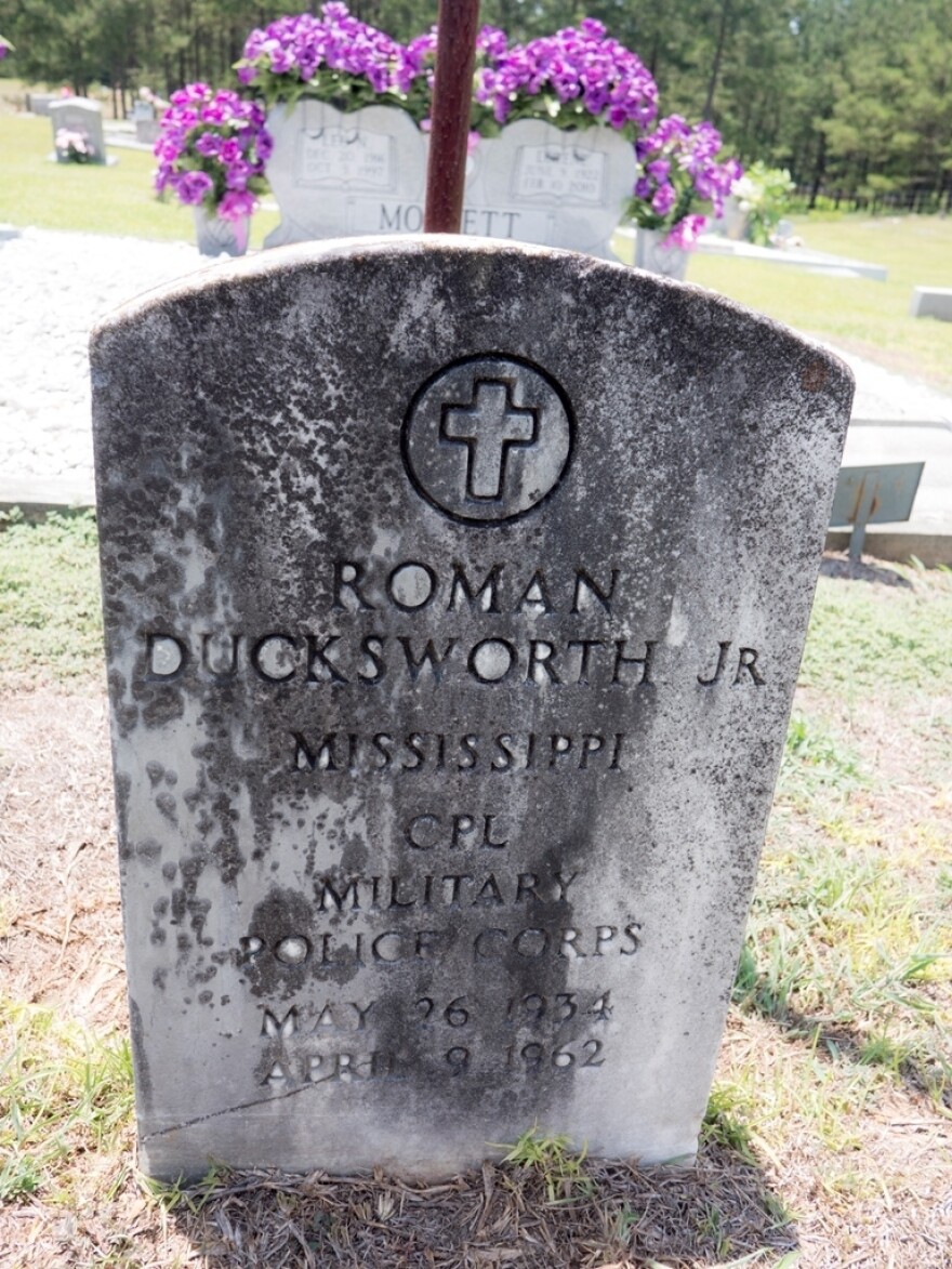 Roman Ducksworth's grave at the Cherry Grove Baptist Church, Taylorsville, Miss.