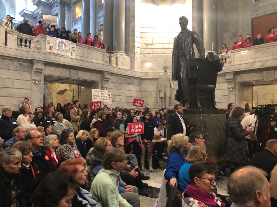 Kentuckians at Thursday's Right to Life rally listen to Governor Matt Bevin on March 7, 2019.