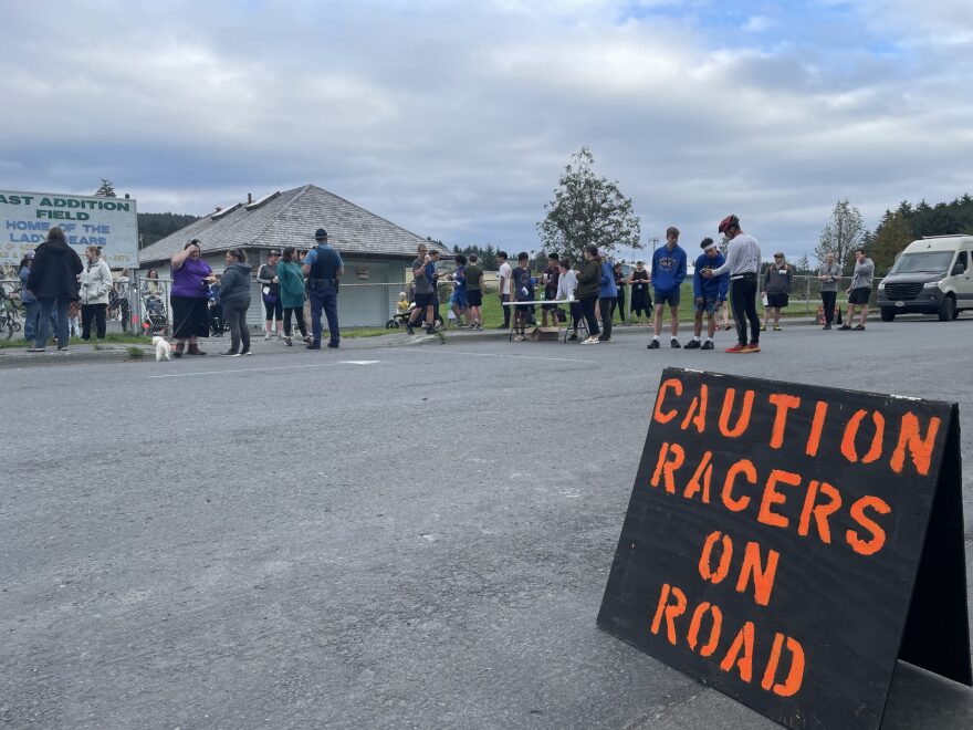 The finish line for Saturday’s Run, Learn & Play 6k Run and 1 Mile Walk. (Photo: Kirsten Dobroth/KMXT)