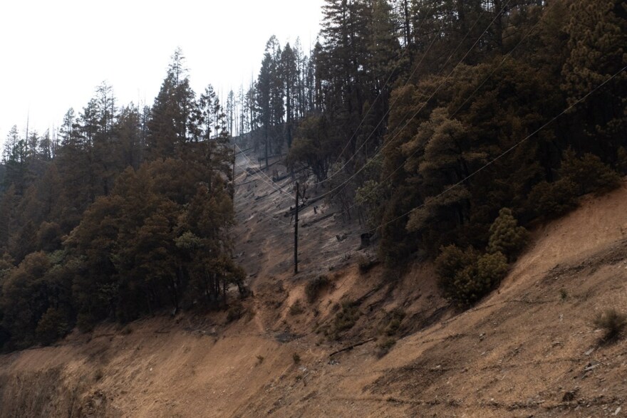 The Dixie Fire, visible from Highway 70, along the Feather River on Wednesday, July 20, 2021.