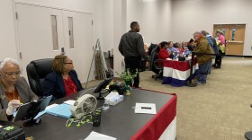 Poll workers at Franklin County's early voting center on Sunday, March 15, 2020, for the final day of weekend voting before the March 17 primary. In-person voting was cancelled a little over a day later because of COVID-19 concerns.