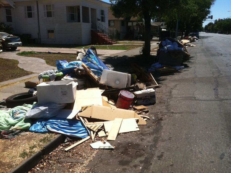Along California Street, residents complain that piles of trash have been sitting uncollected for the better part of two weeks.