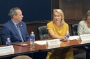 Rep. Nikki Budzinski participates in a roundtable discussion in Springfield.