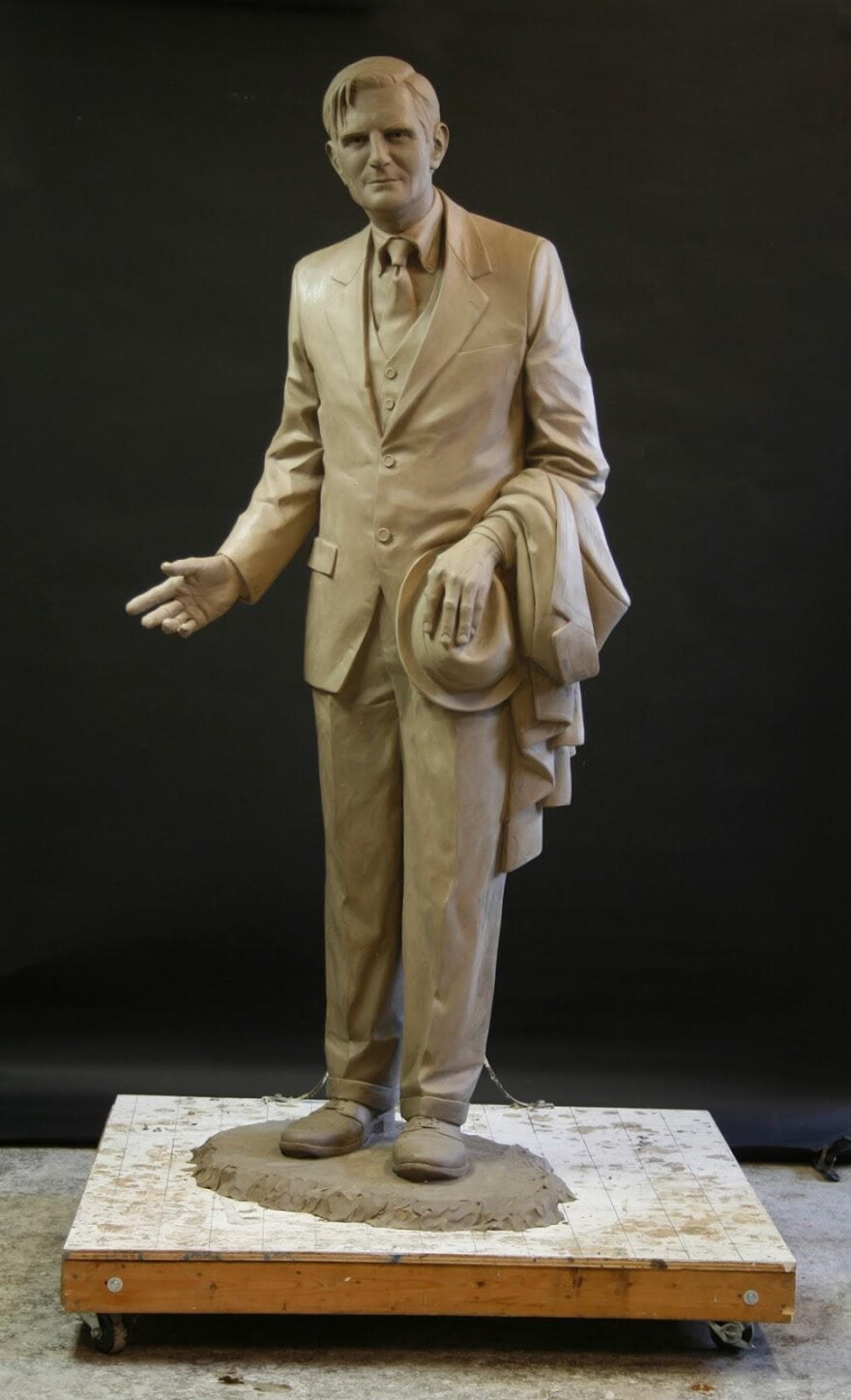 This statue, by the artist Brett Grill, is to dedicated to Winant outside the New Hampshire State Library in Concord, N.H. (Courtesy of the Winant Memorial)