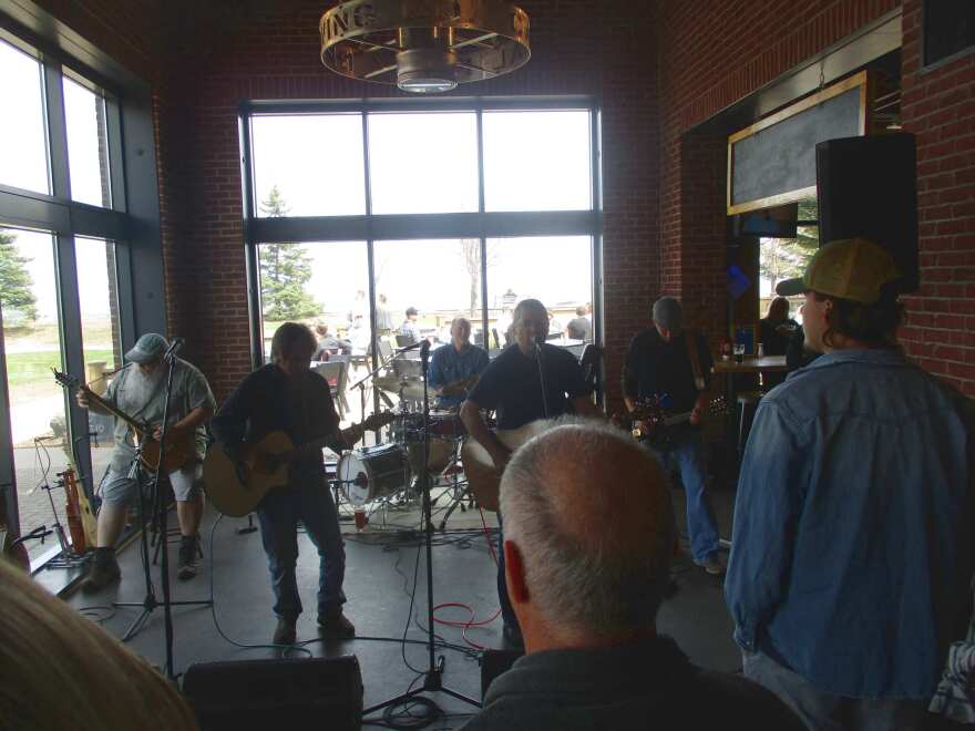 Band performing to a crowd