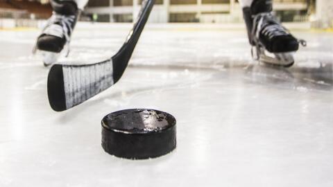 ice hockey player at an ice hockey rink