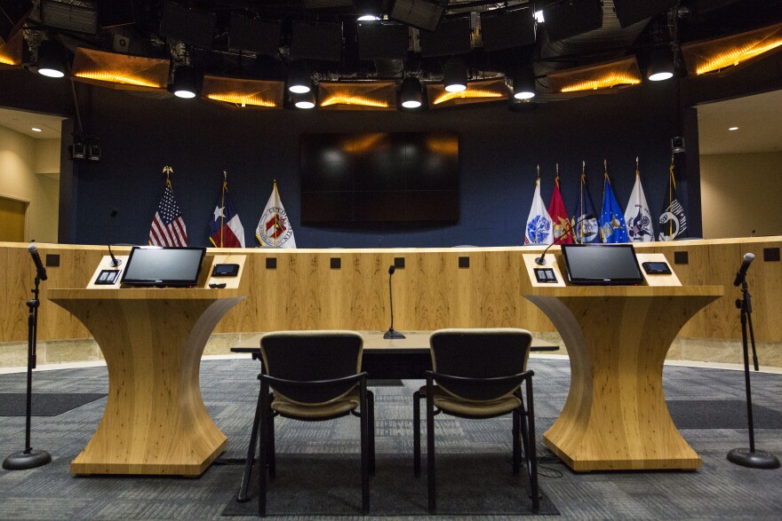 The City Council Chambers at Austin City Hall.