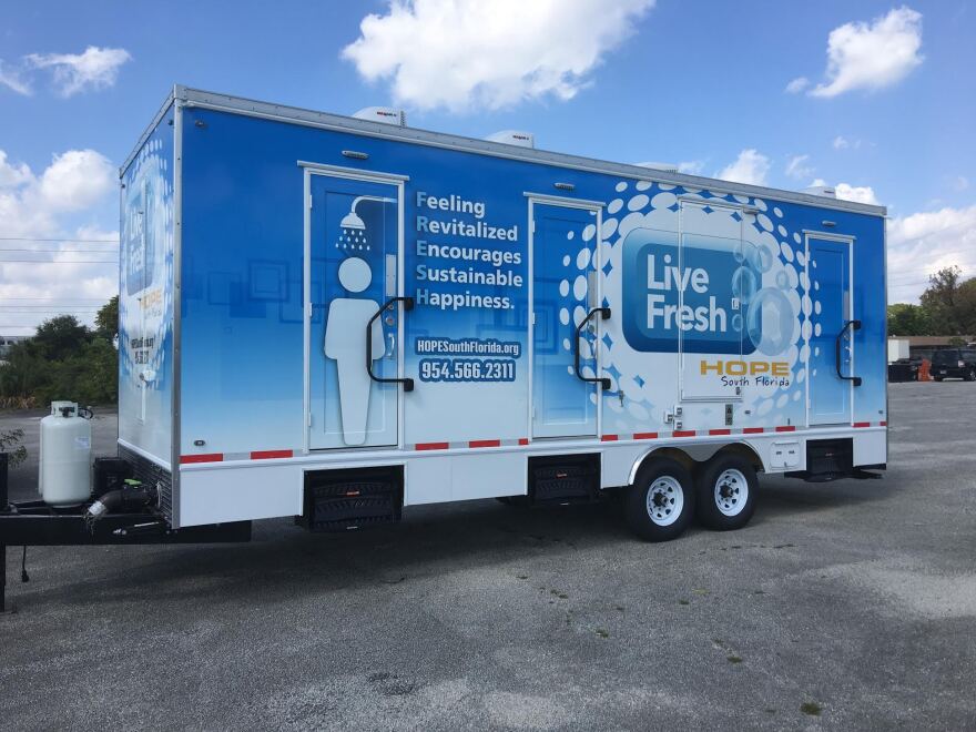 Since last year, Hope South Florida had been offering weekly showers at locations in Fort Lauderdale and Pompano Beach. Now the mobile showers are being shut down because of a Fort Lauderdale code violation.