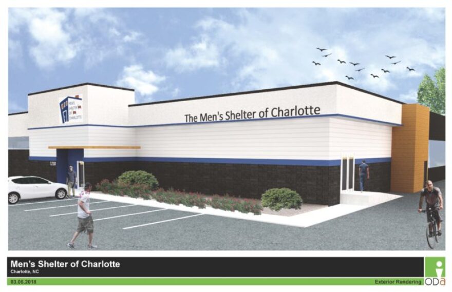 A rendering of the renovated Men's Shelter of Charlotte on North Tryon Street.